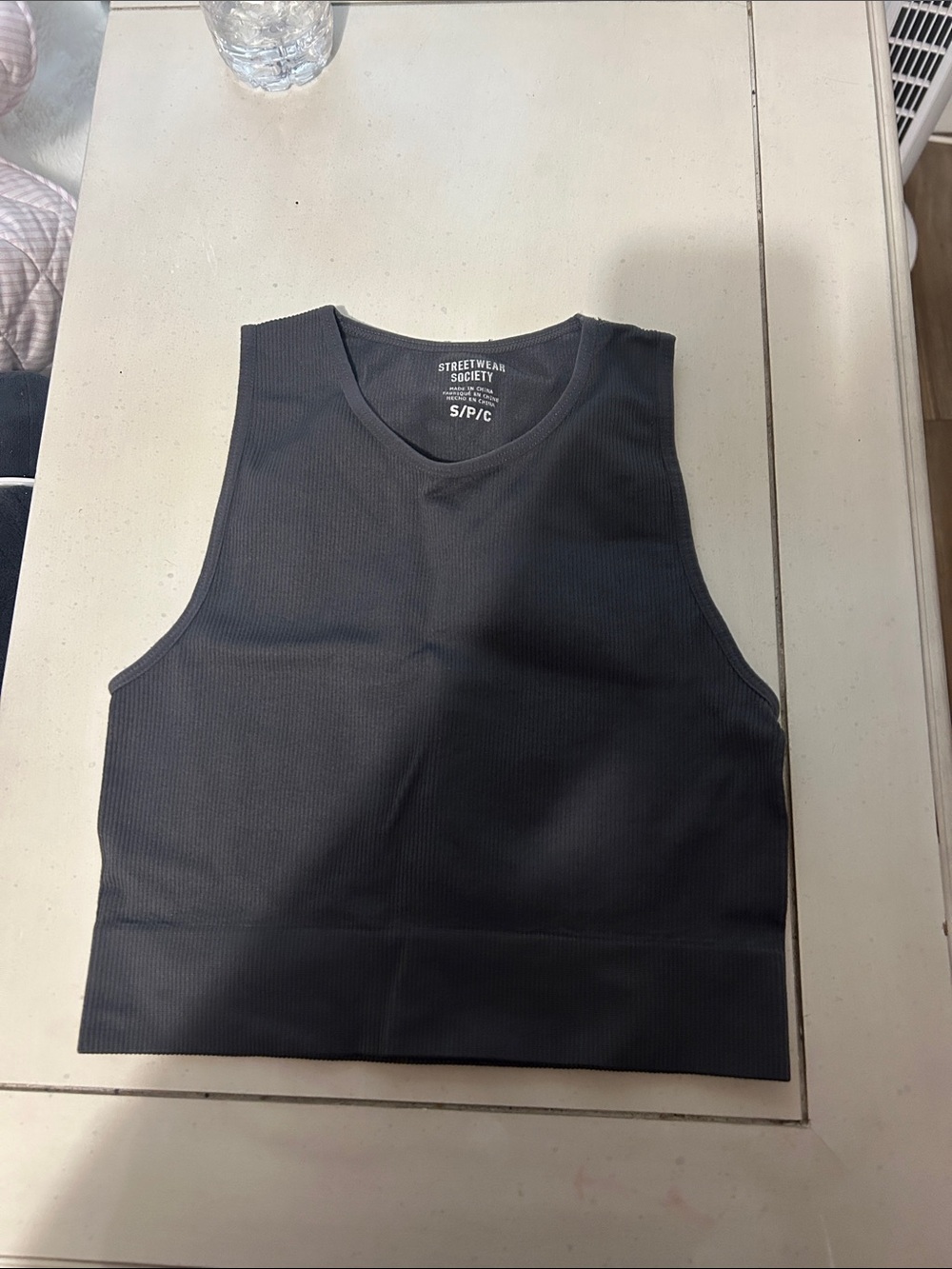 Streetwear Society Black Ribbed Cropped Tank Top